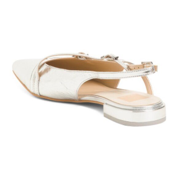 Dolce Vita Pamla Silver Pointed Toe Slingback Flat WIDE - Picture 2 of 3